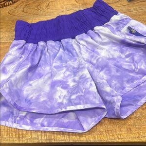 Purple Tie-Dye Women's Lululemon Tracker Shorts.